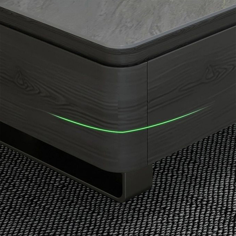 Table basse rectangulaire en bois manufacturé gris, H 16,54 po x L 55,12 po x l 31,5 po