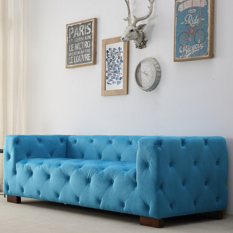 Ossett 87.4'' Velvet Sofa, Teal Blue Velvet