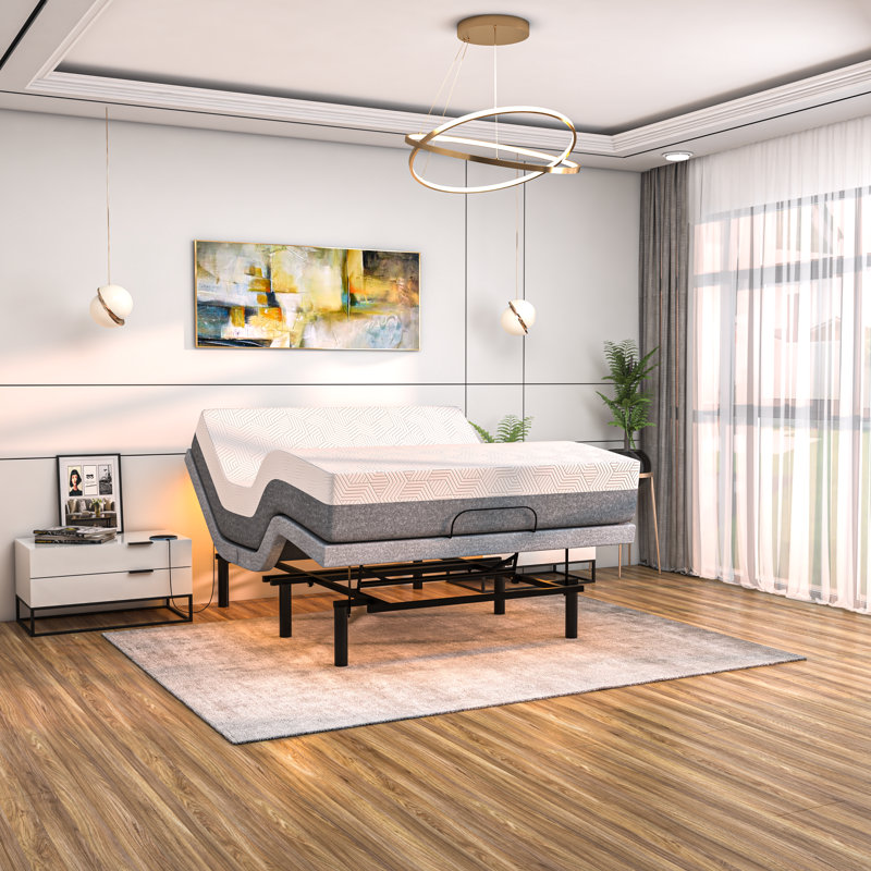Mazelina Adjustable Bed with 12" Memory Mattress Included Massage, USB, Underbed Light, Wireless Remote & App Control Zero Gravity Bed