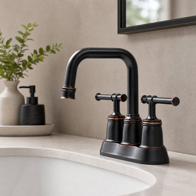 Robinet de salle de bain à 2 poignées avec bonde