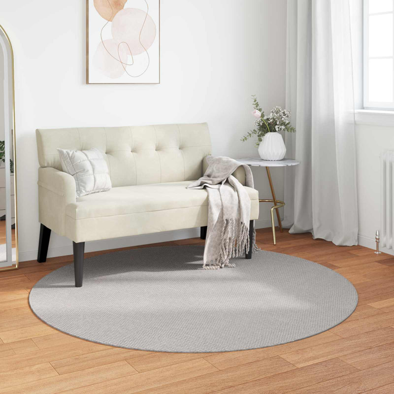 Modern Indoor Rug, Cream/Grey, Round 120 cm