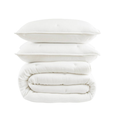 3-Piece Full/Queen Cotton  Embroidered Quilt Set