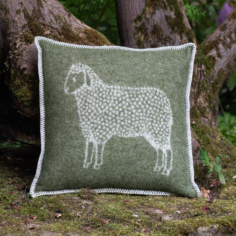Sheep Wool Cushion Cover, Green