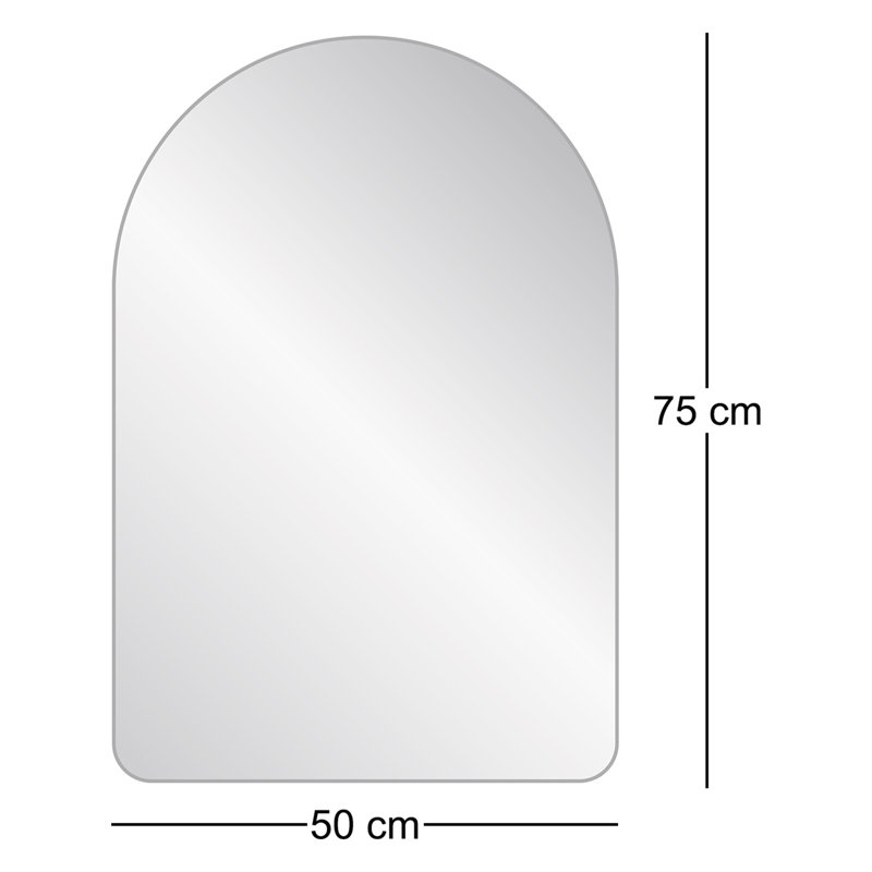 Arched Wall Mirror with Metal Frame, Silver