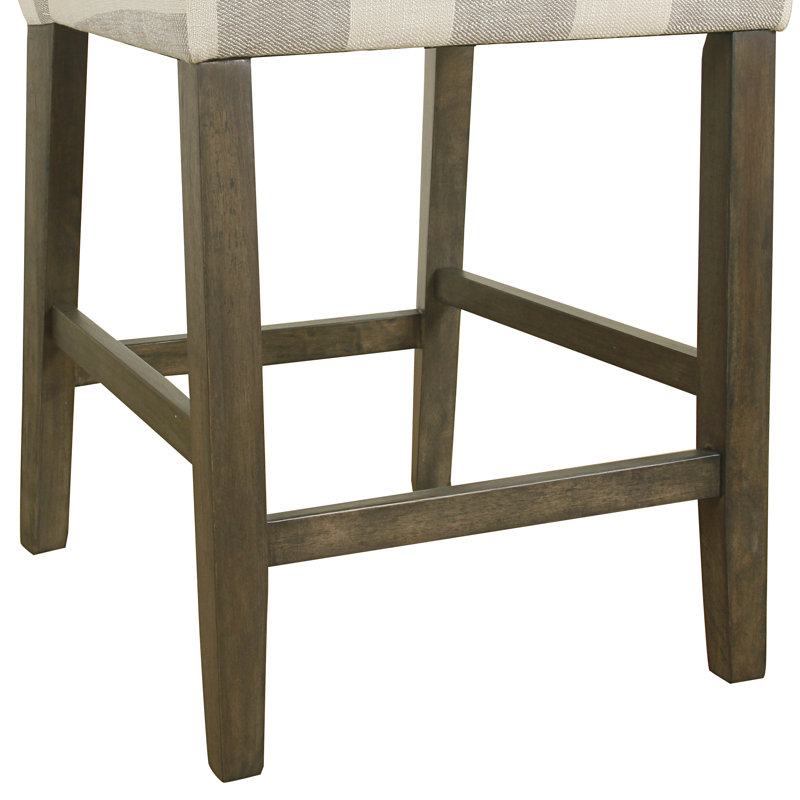Curved Back 24 Inches Barstool, Gray/Beige