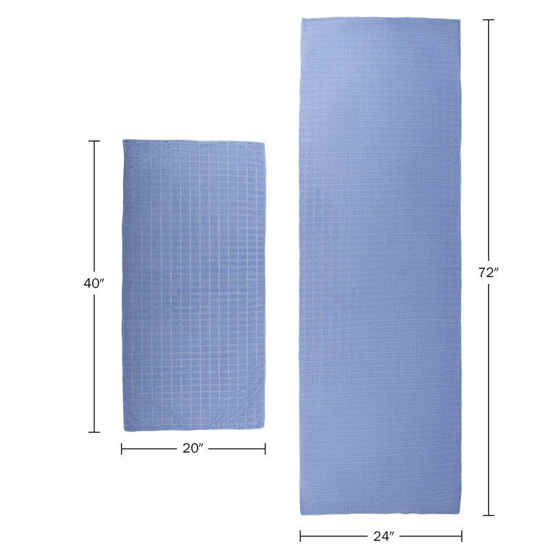 Wakeman Yoga Mat Towel and Gym Towel Set - 2-Piece Non Slip Set for Hot Yoga, Pilates, and Gym - 72” x 24” Sweat Absorbent and Quick Drying Blanket with Corner Pockets for Mats
