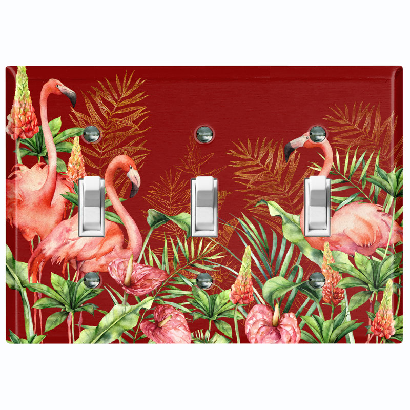Plaque murale à 3 interrupteurs à bascule rose flamboyant rose