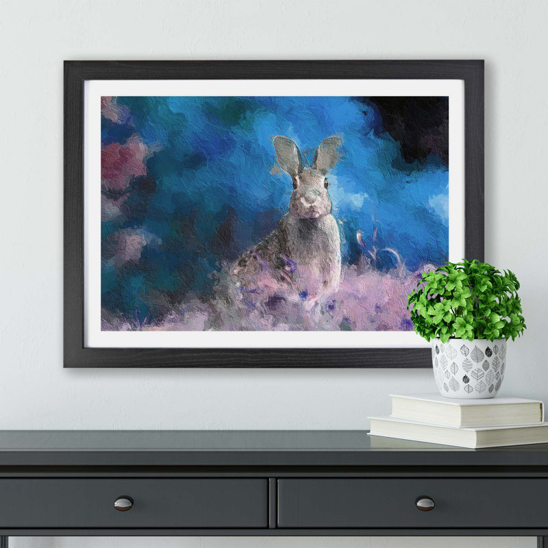 Curious Hare - Framed Print, 45cm H x 63cm W x 2cm D, Black