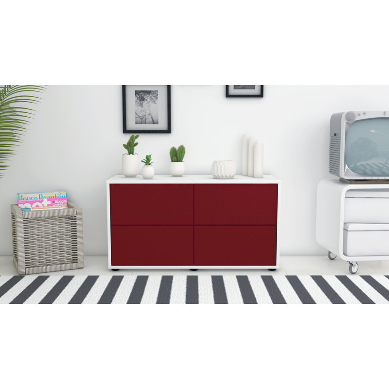 Hassan 92cm W Chest of Drawers, White/Red