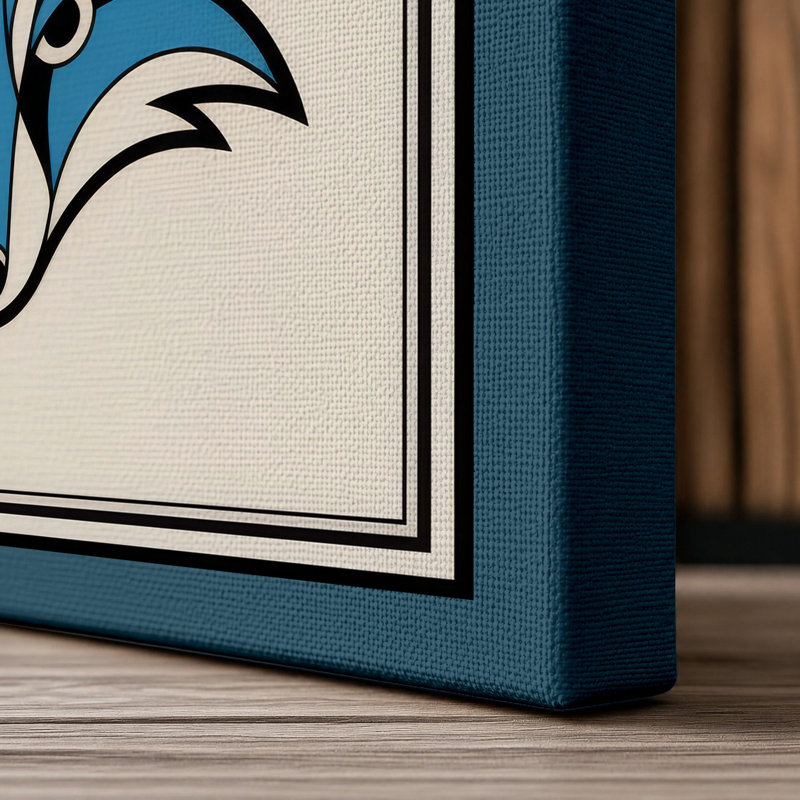 Kitsune Spirit Art Deco - Wrapped Canvas, 18x12 - 45.7 x 30.5 cm, Teal Border