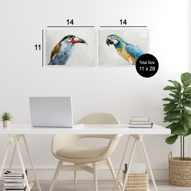 Ensemble de 2 plaques murales Toucan et perroquet, design par Jacob Q