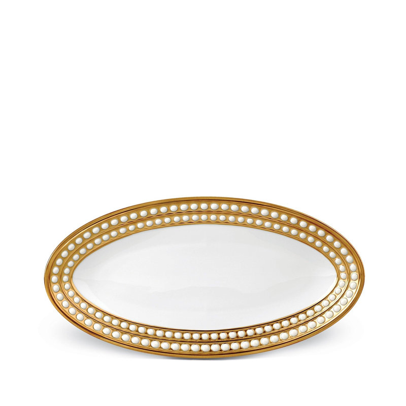 Perlee Gold Oval Platter, 1.5" H x 14" L x 7" W