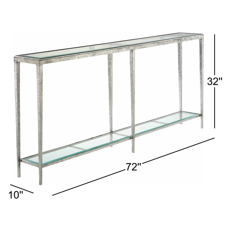 Jinx 72'' W Glass Console Table, Nickel