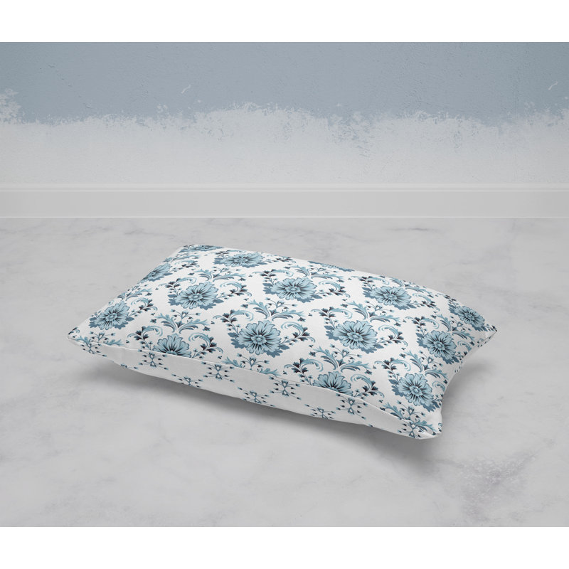 Ornate Opulence  Rectangular Throw Pillow, Blue/White/Turquoise