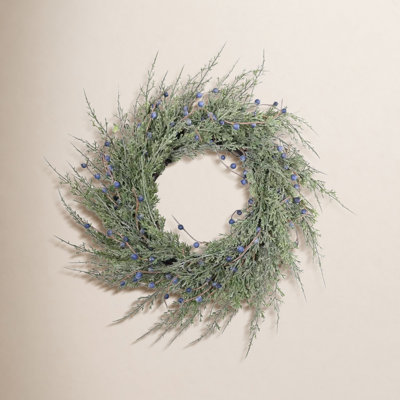 24" Artificial Winter Christmas Cypress Berry Wreath For Front Door