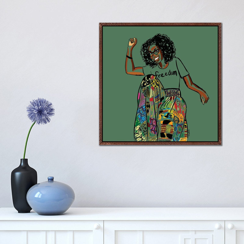 Freedom by NoelleRx - Print on Canvas, 45.72 cm H x 45.72 cm W, Classic Brown Wood Framed