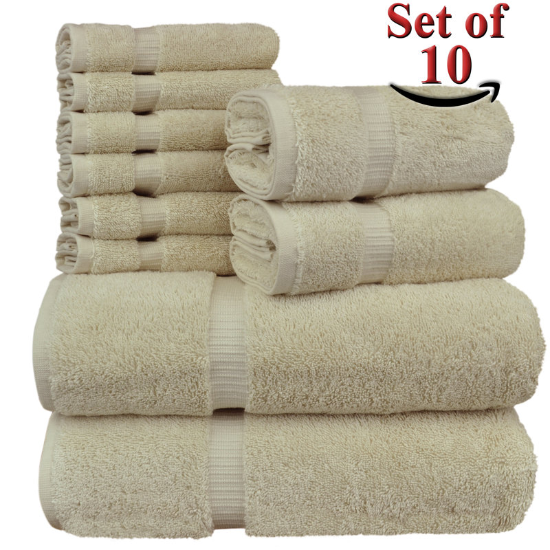 Ensemble de serviettes 100% coton 10 pièces Orchid, Beige