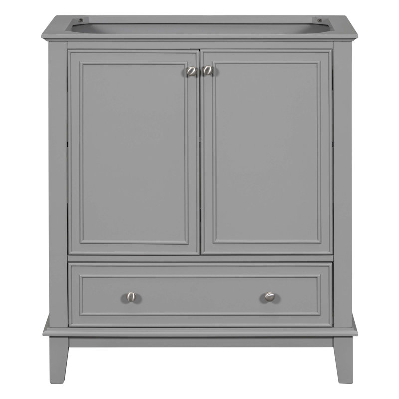 30" Bathroom Vanity without Sink, Base Only, Multi-functional Bathroom Cabinet with Doors and Drawer, Grey