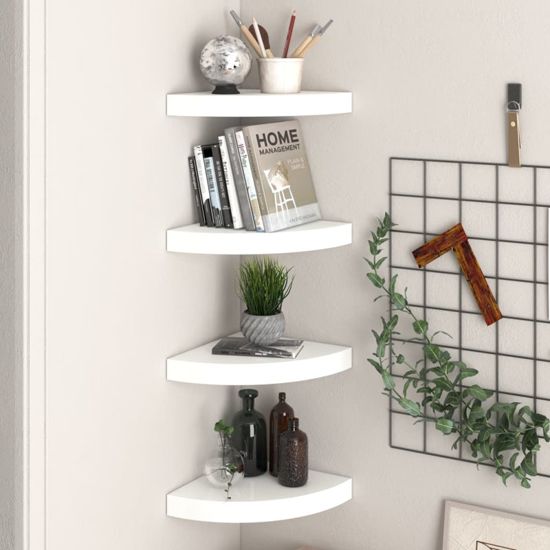 Ensemble de 4 tablettes d'angle en MDF blanc nid d'abeille