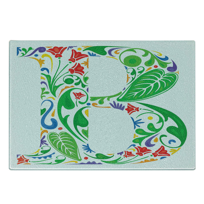 Multicolore planche à découper en verre trempé Ambesonne lettre B Capital B Spring Herbs