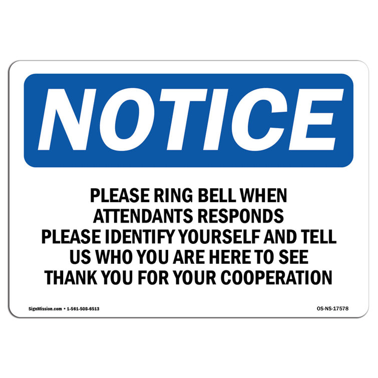 Brady Part: 25832 | NOTICE Please Ring Bell Sign | BradyID.com