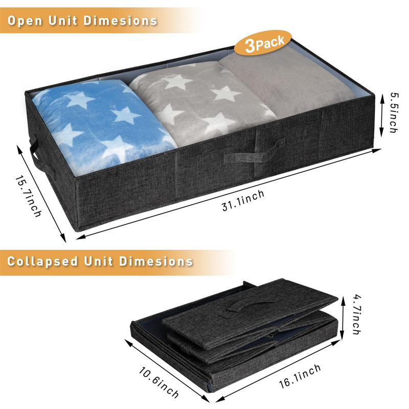 Ebern Designs Fabric Underbed Storage, Black