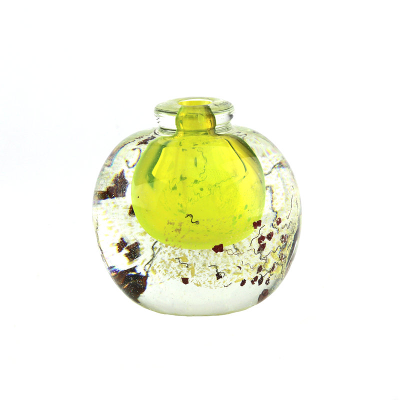 Nancy European Art Glass Vase Yellow