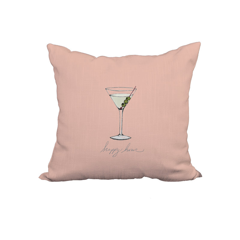 Housse et insert de coussin en coton Martini Happy Hour, 18 po x 18 po, Corail