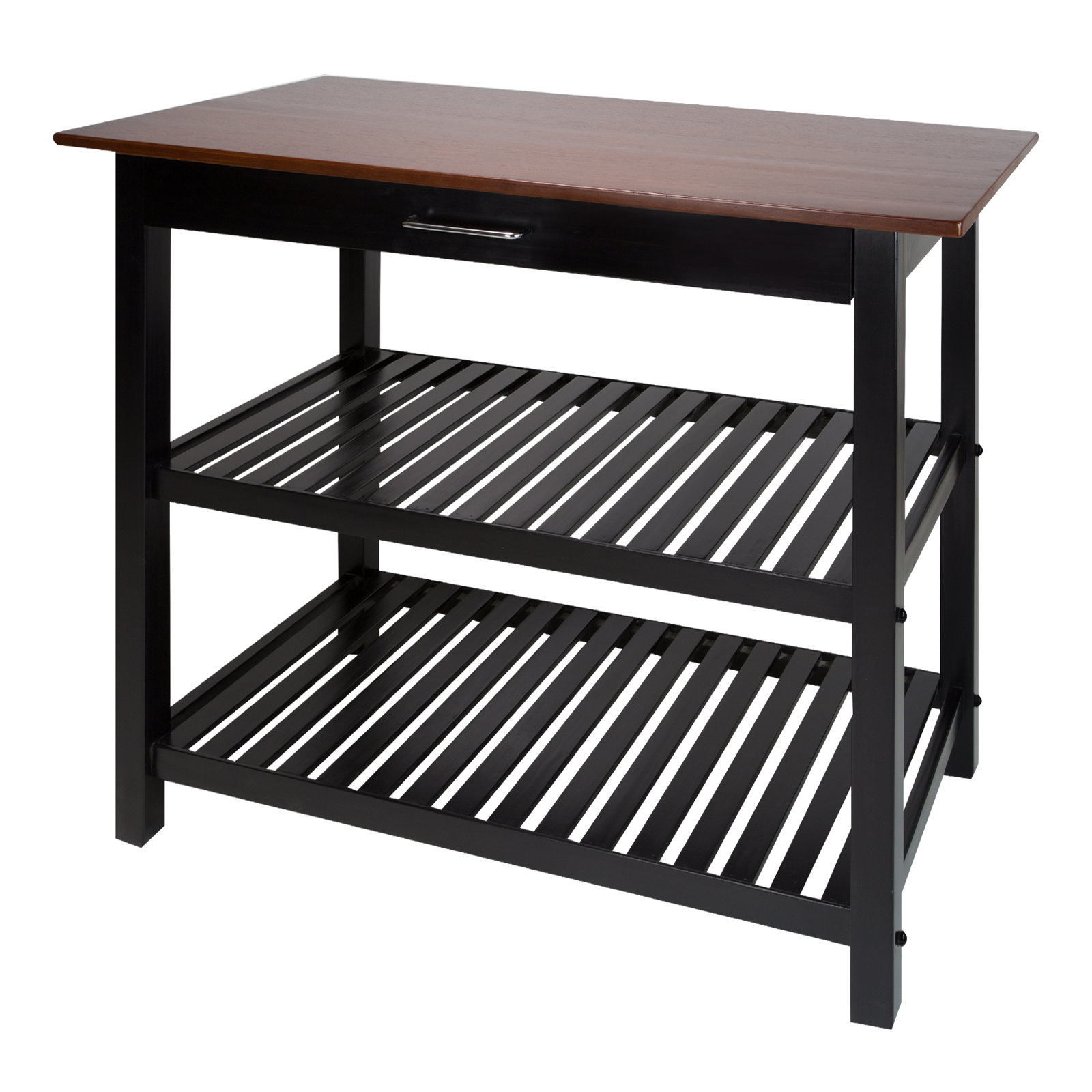 Herriott Solid Wood Prep Table, Black/Dark Brown, 36.5"H x 40"W x 20"D