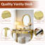 Coiffeuse de luxe avec miroir ovale, coiffeuse à 3 tiroirs pour le rangement des bijoux-389048118