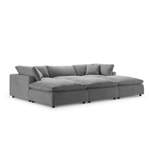 Luxe Stain-Resistant Fabric 3Pc Sofa And 3Pc Ottoman Set