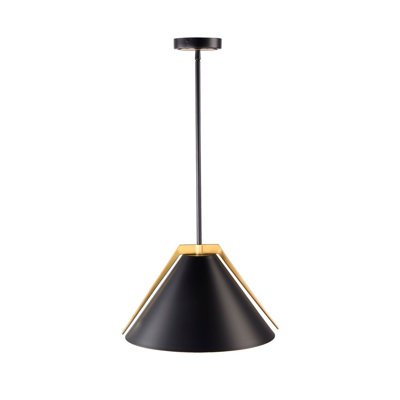 Baltic - Pendant - 1-Light - Black/Brushed Brass - Iron Shade