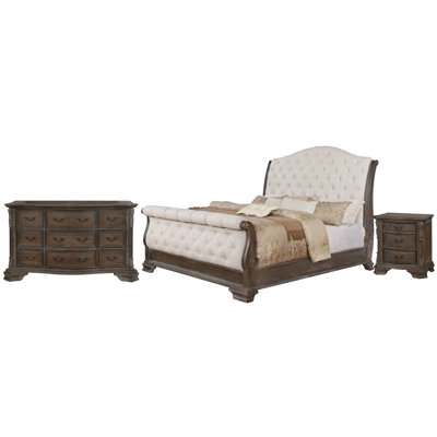 Reonna Upholstered Sleigh 3 Piece Bedroom Set -  Canora Grey, F139C2B3039B44A9B4957D1AD68C75EE