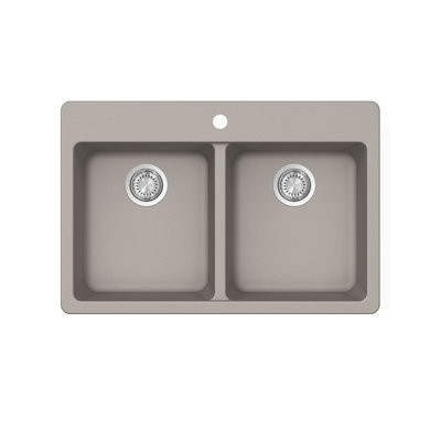 33" Double Even Bowl Topmount Crystagranite Sink Black