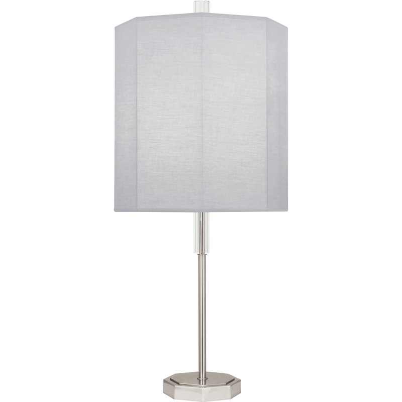 Kate 32.5'' Chrome Metal Table Lamp with Pearl Gray Shade