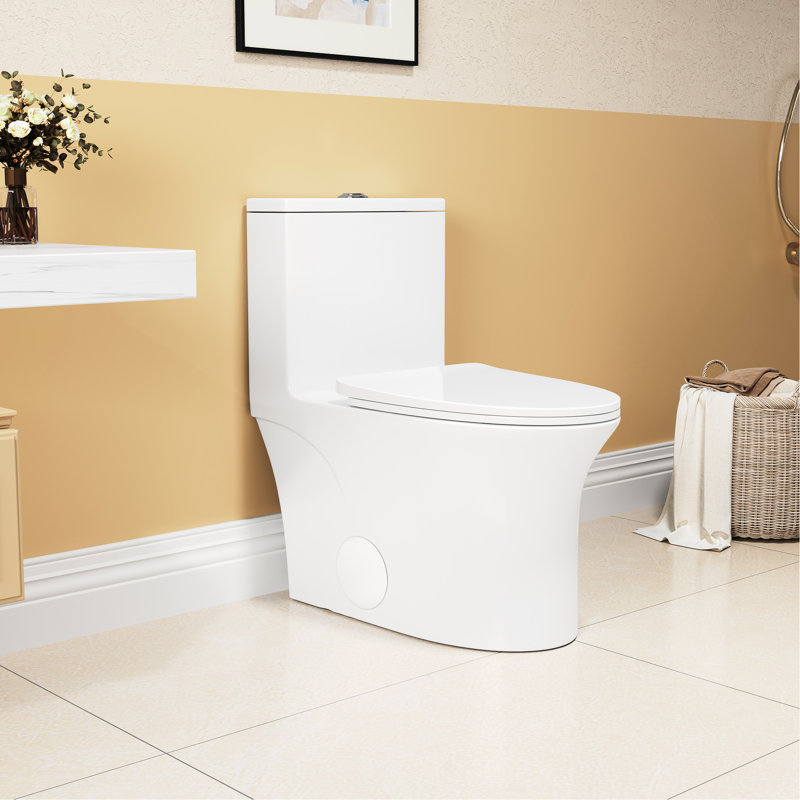Toilette en céramique une, 1,1 / 1,6, allongée, hauteur confortable, blanche, et siège à fermeture longue T039wt 15,75 po, approuvé, doux