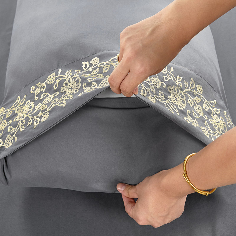 Ensemble de draps Luciana, Gris argenté, Ensemble de draps pour lit simple + drap-housse + 