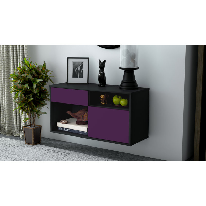 Halbrook Unfinished Floating TV Stand, Purple