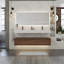Meuble-lavabo mural 60 po avec double lavabo en résine et 3 tiroirs à fermeture en douceur 60 po