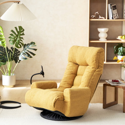Chaise longue en métal jaune avec tête et taille réglables, confort d'assise long, chaise rotative rotative à 360 degrés et métal, housse de revêtement de siège