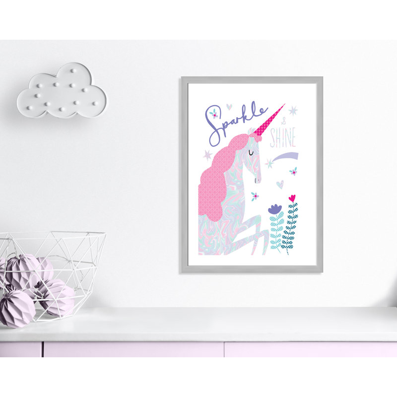 «Sparkle Unicorn», art encadré, H 34,5 po x l 24,5 po x P 0,63 po, Cadre argenté