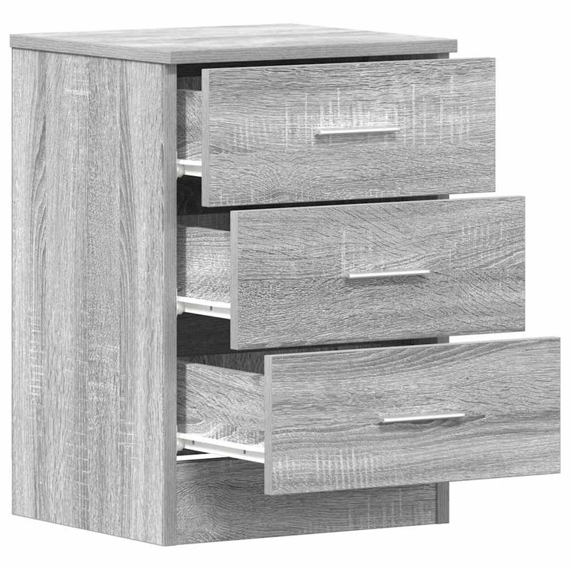 Julieanna Bedside Cabinet 38x35x56 cm Engineered Wood, Gray Wood, Set of 1