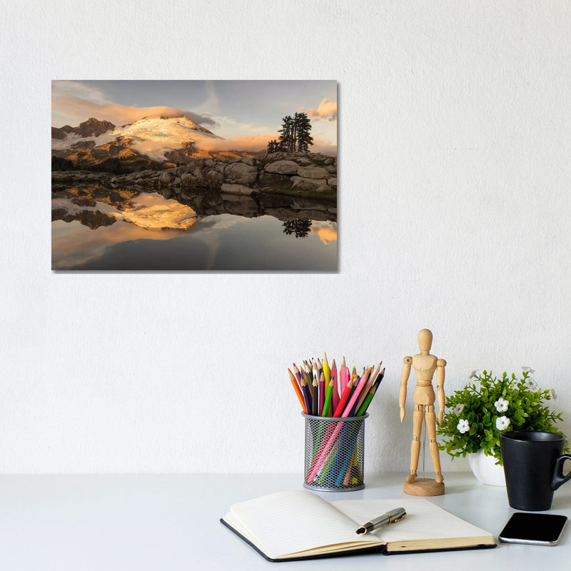 USA, Washington Mt. Baker Reflects In Lake by Jaynes Gallery - Wrapped Canvas Print, 20.32cm H x 30.48cm W x 1.905cm D