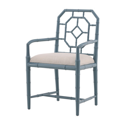  Chaise avec accoudoirs en bambou acajou bleu clair