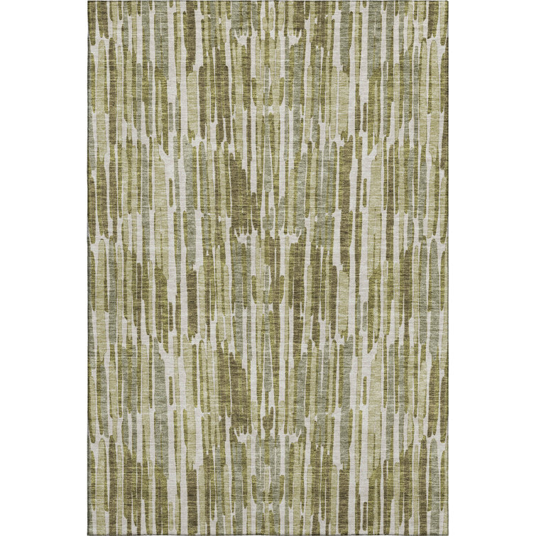 Premium Machine Washable Tweedy Olive Rug