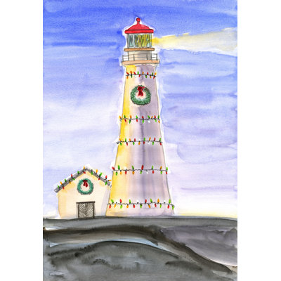 Christmas Lighthouse 1 - Wrapped Canvas Art Prints