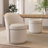 Upholstered Barrel Dining Chair, Boucle Fabric Swivel Kitchen Chair, Wingback Side Chair, Armless Vanity Chair-89623681