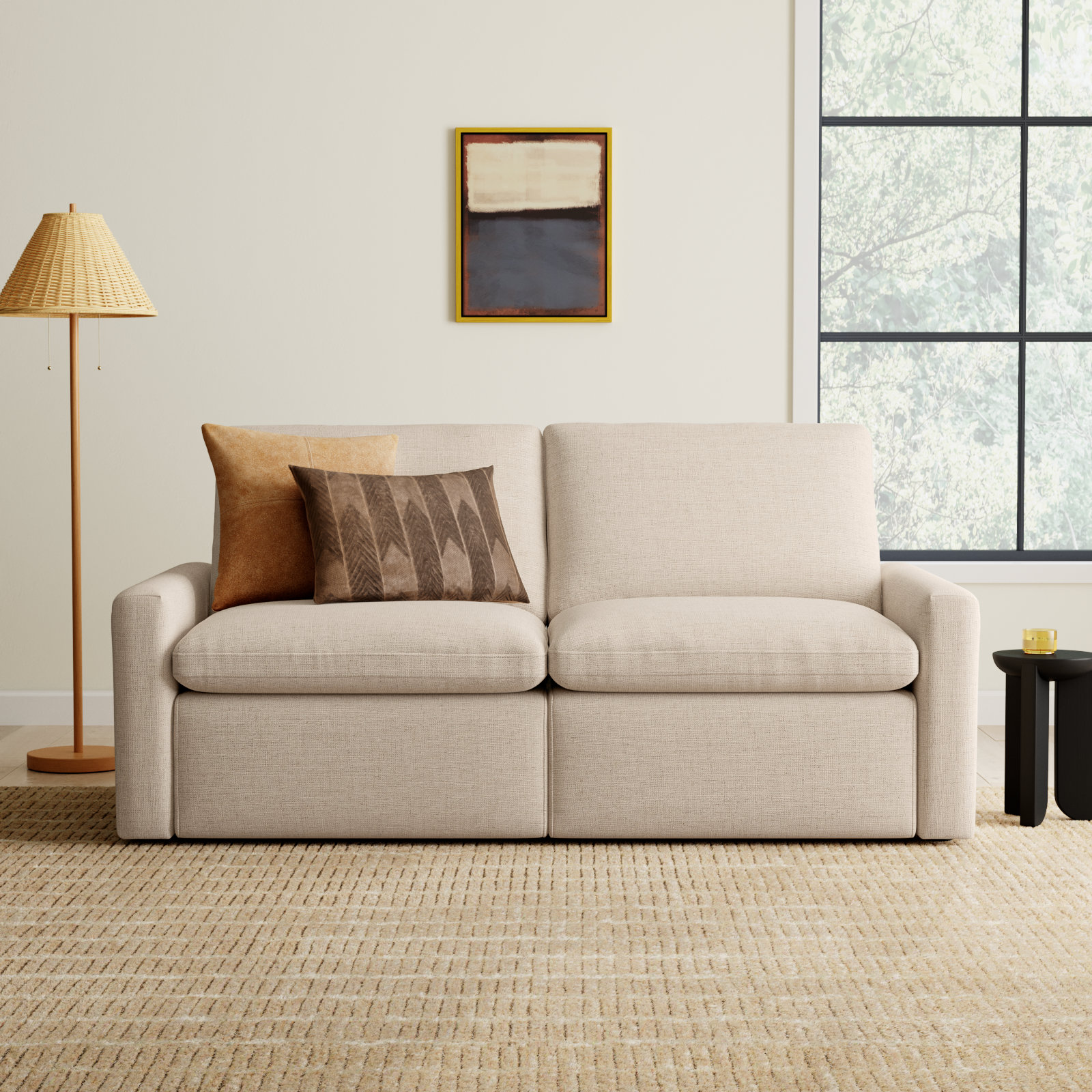 Downing 78" Linen Sofa, Antigo Natural Performance Weave