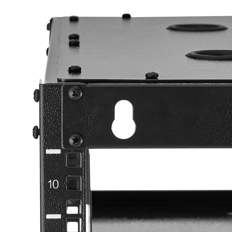 Support de service 10u à cadre ouvert, 23 po de profondeur, robuste et, fixé au mur ou au sol, tablettes ventilées pour structure de circulation d'air, refroidissement
