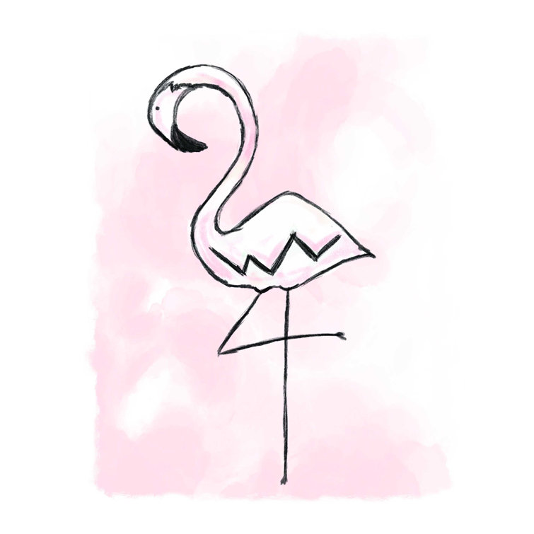 Pink+Flamingo+Sketch+On+Canvas+Print
